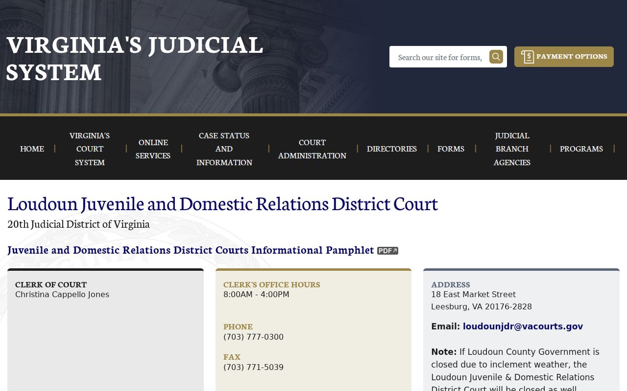 Loudoun J and DR Court information for Leesburg criminal records