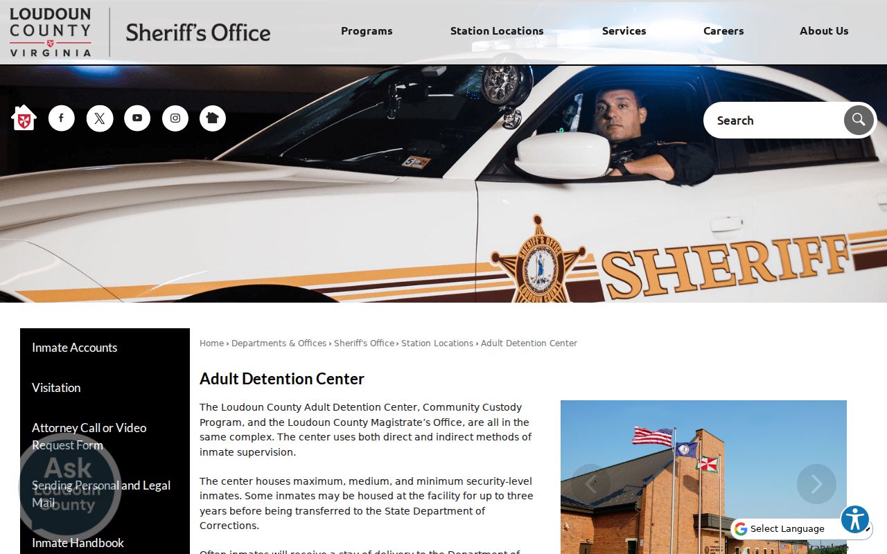 Loudoun County arrest records Adult Detention Center page