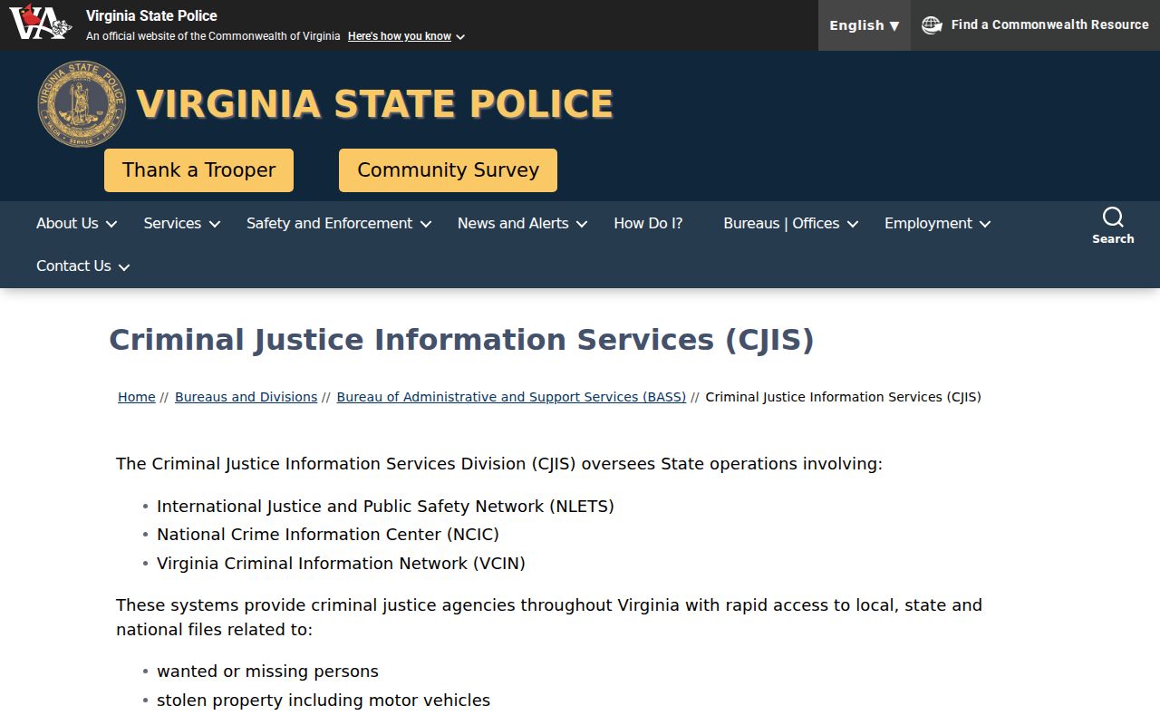 Loudoun County arrest history Virginia CCRE information