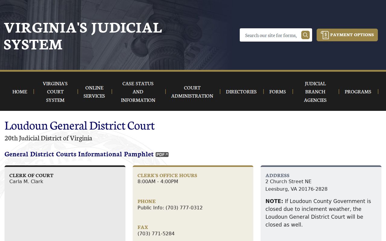 Loudoun County criminal court cases General District Court page