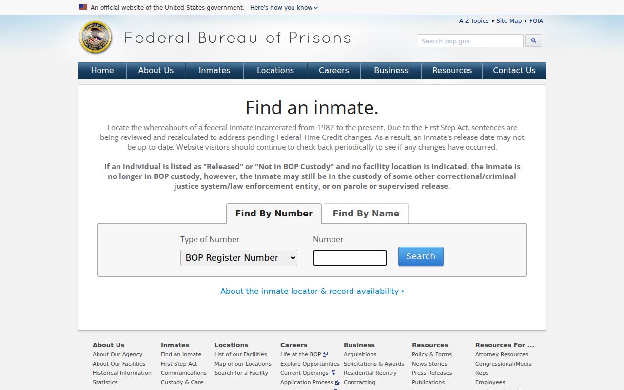 Middleburg criminal records and federal Bureau of Prisons locator