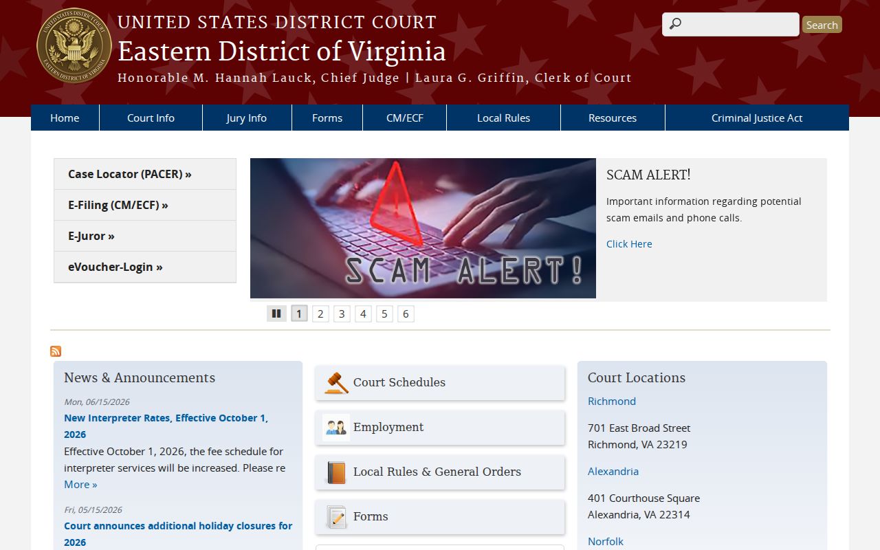 Middleburg criminal records and the Eastern District of Virginia court