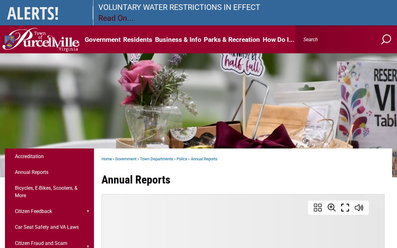 Purcellville criminal records and Police annual report page